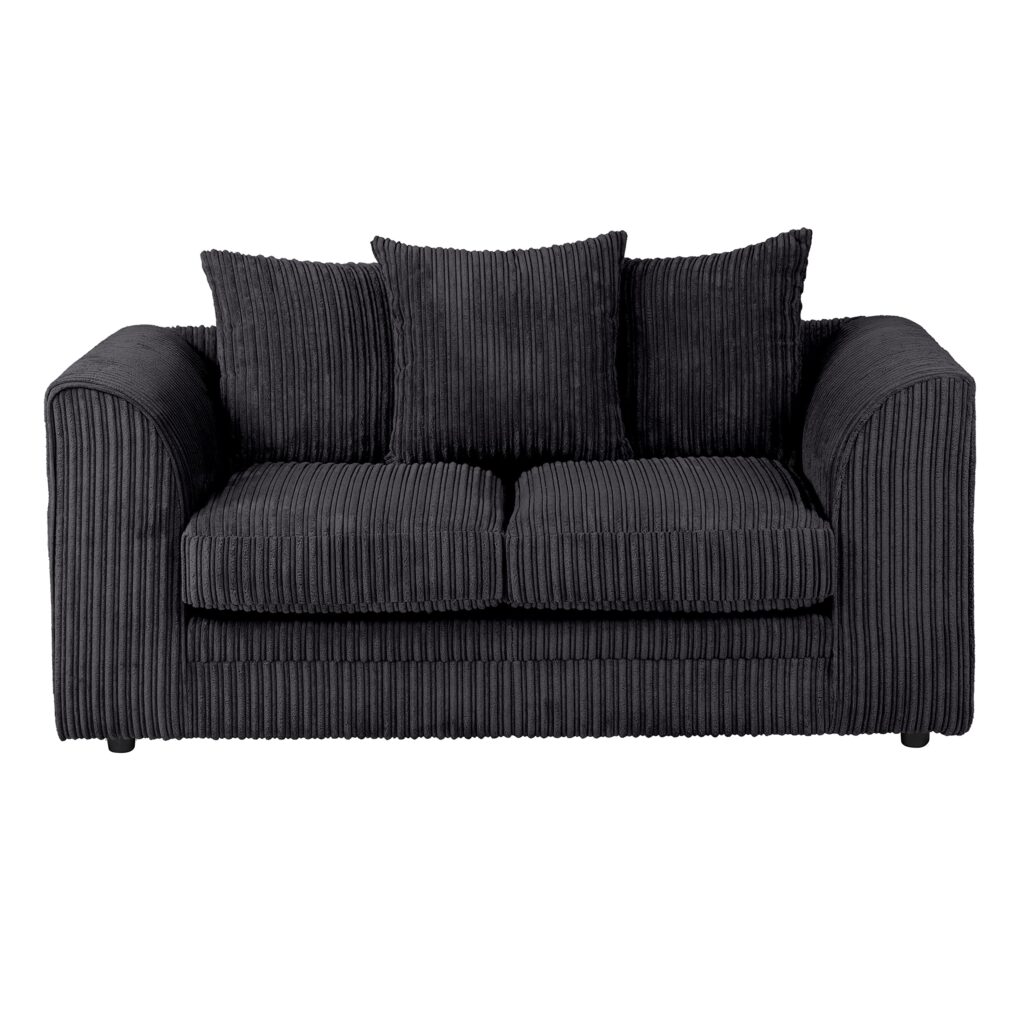 Dylan Jumbo Cord 3+2 Seater Fabric Sofa in Black