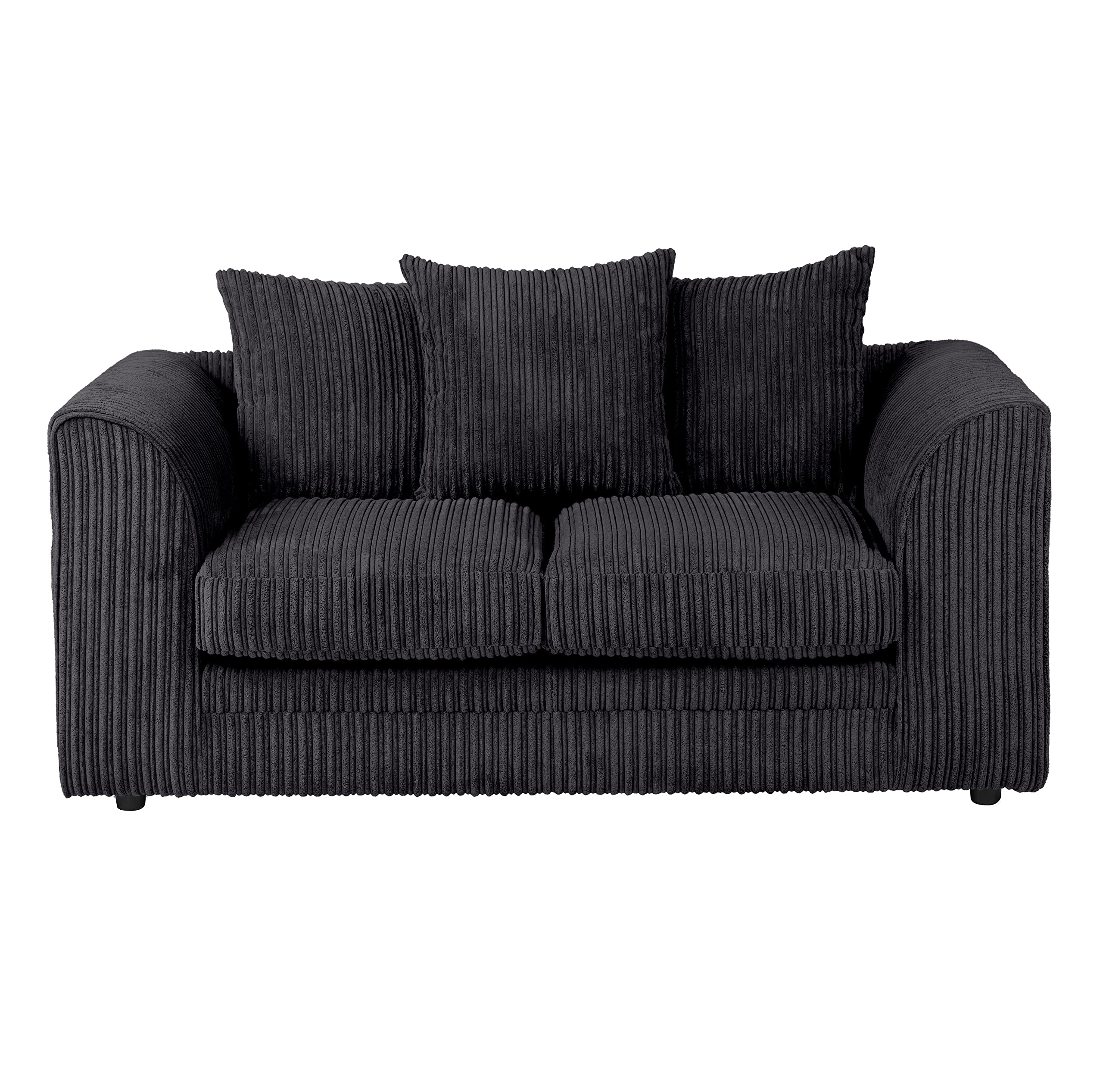 Dylan Jumbo Cord 3+2 Seater Fabric Sofa in Black Dylan Jumbo Cord 3+2 Seater Fabric Sofa in Black - Image 4
