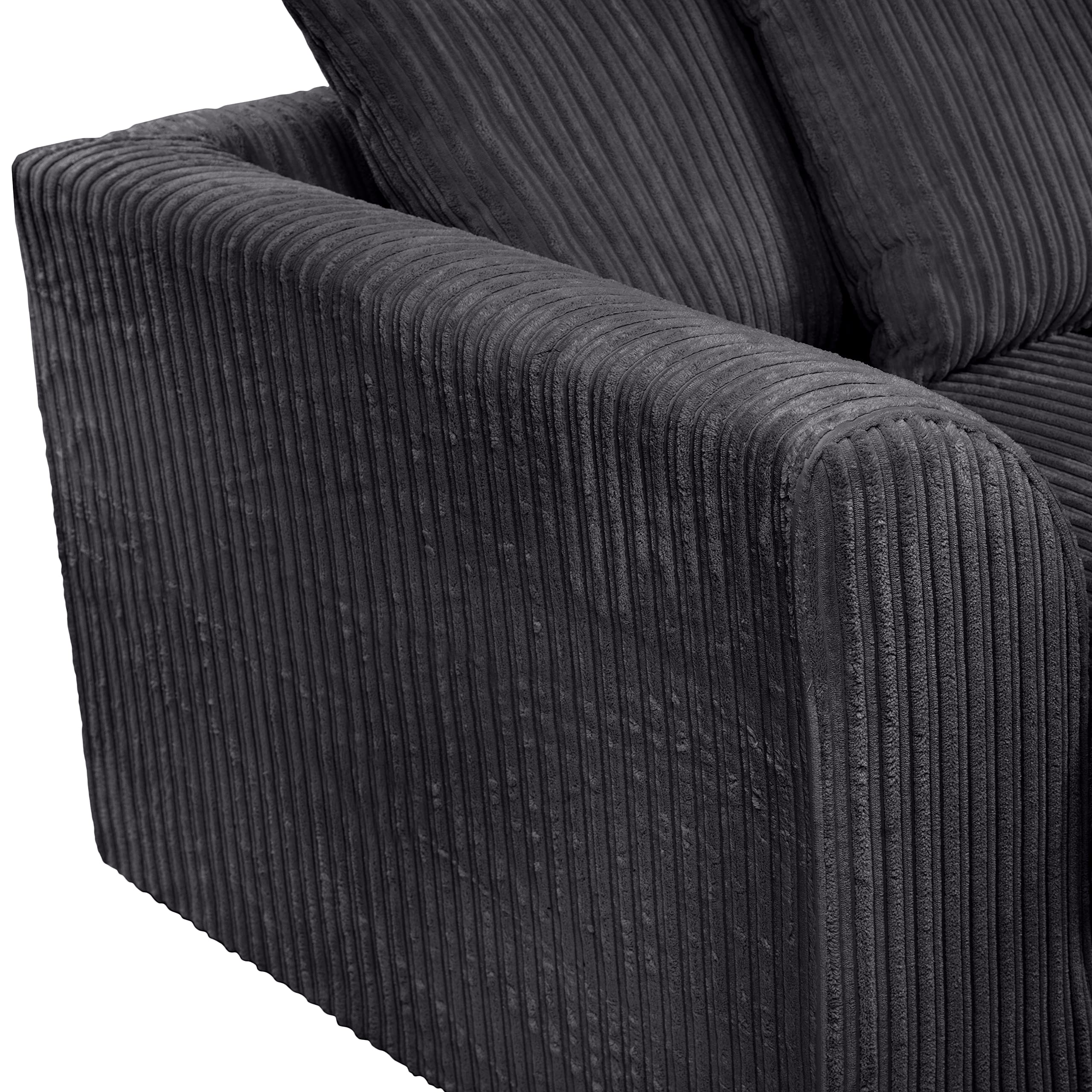 Dylan Jumbo Cord 3+2 Seater Fabric Sofa in Black Dylan Jumbo Cord 3+2 Seater Fabric Sofa in Black - Image 12