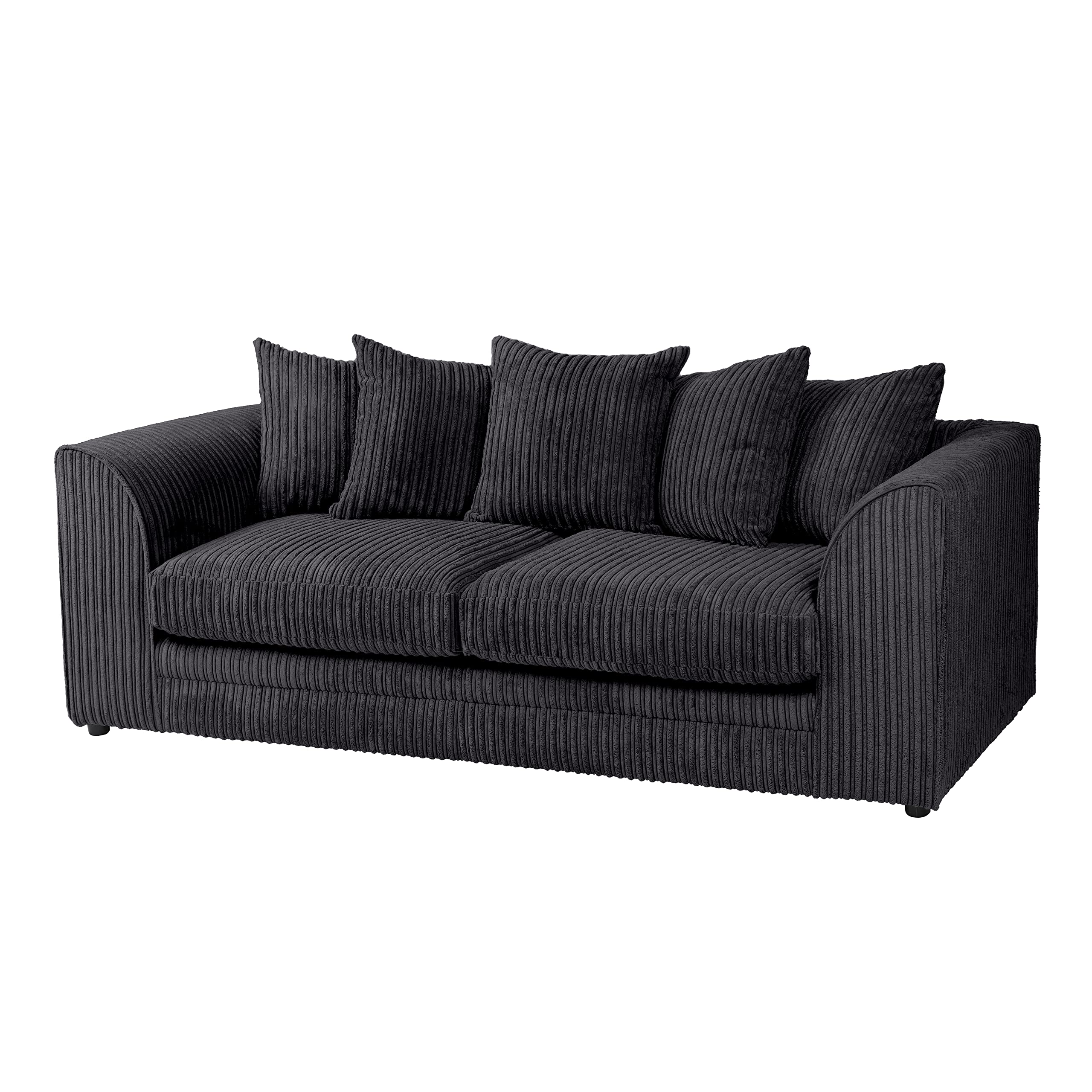 Dylan Jumbo Cord 3+2 Seater Fabric Sofa in Black Dylan Jumbo Cord 3+2 Seater Fabric Sofa in Black - Image 7