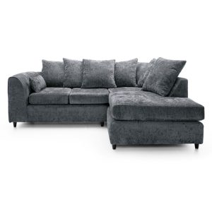 Dylan Chenille 4 Seater Fabric Corner Sofa in Grey - Image 3