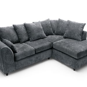 Dylan Chenille 4 Seater Fabric Corner Sofa in Grey - Image 4