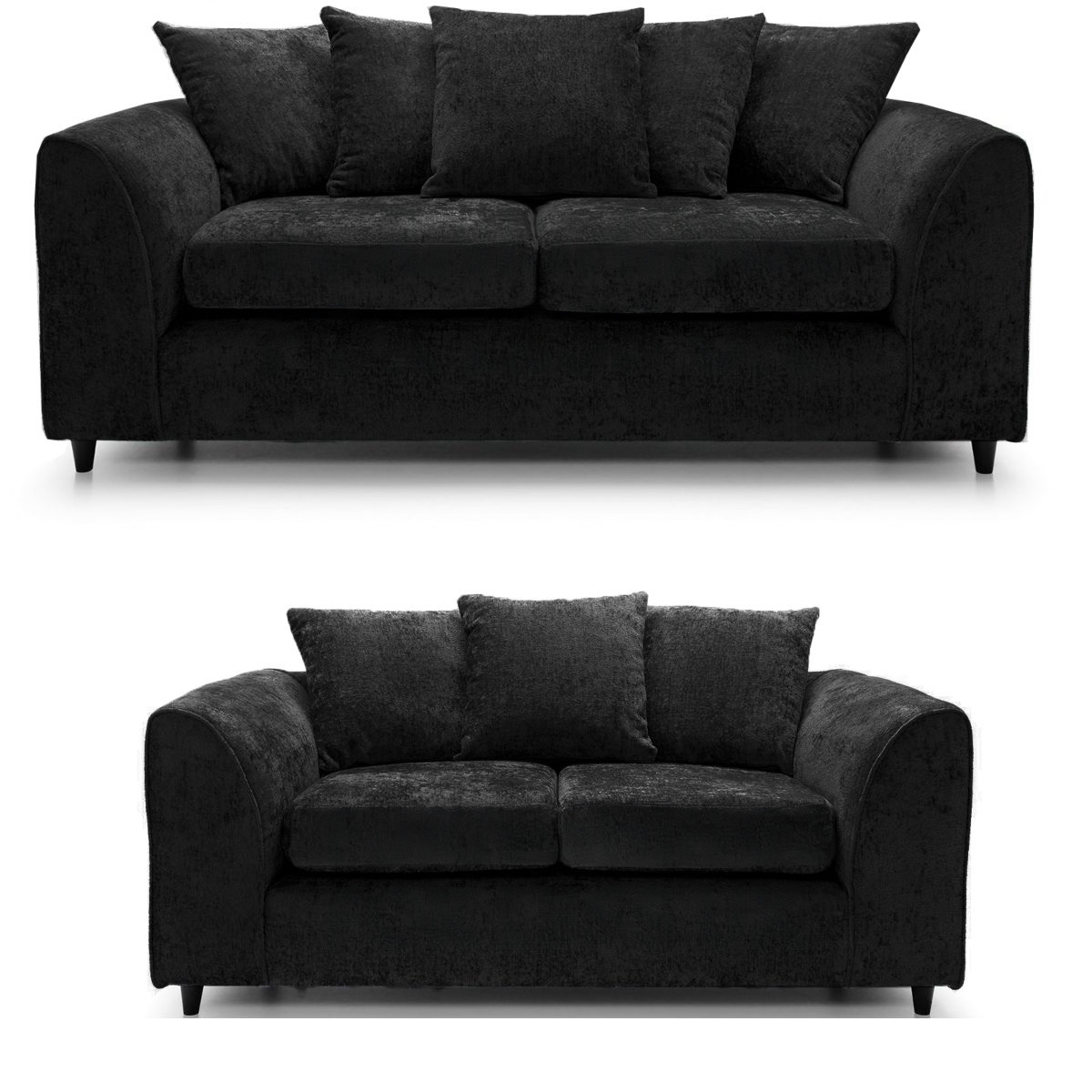 Dylan Chenille 3+2 Seater Fabric Sofa in Black Dylan Chenille 3+2 Seater Fabric Sofa in Black