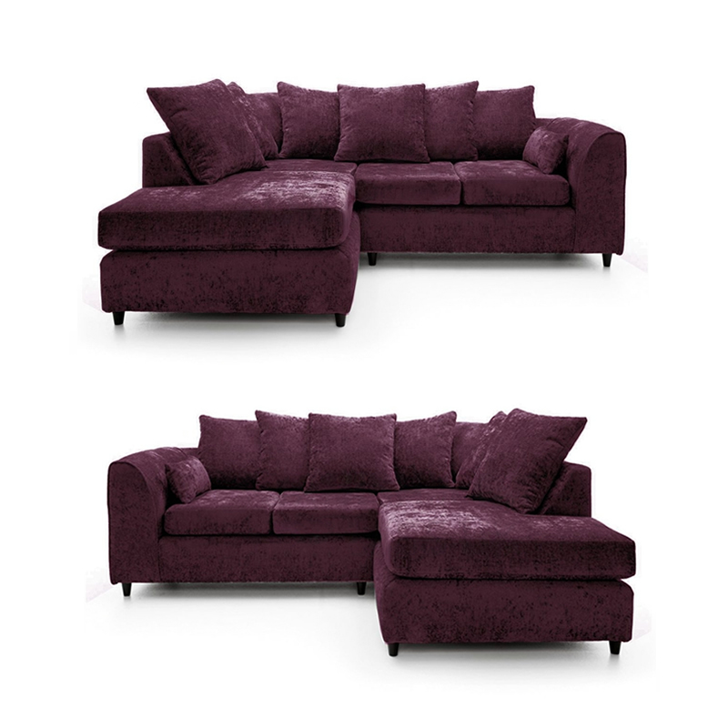 Dylan Chenille 4 Seater Fabric Corner Sofa in Aubergine Dylan Chenille 4 Seater Fabric Corner Sofa in Aubergine