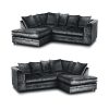 Dylan Crushed Velvet 4 Seater Fabric Corner Sofa in Black