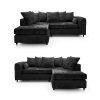 Dylan Chenille 4 Seater Fabric Corner Sofa in Black