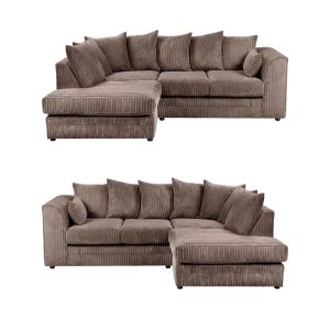 Dylan Jumbo Cord 4 Seater Fabric Corner Sofa in Chocolate