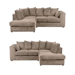 Dylan Jumbo Cord 4 Seater Fabric Corner Sofa in Coffee