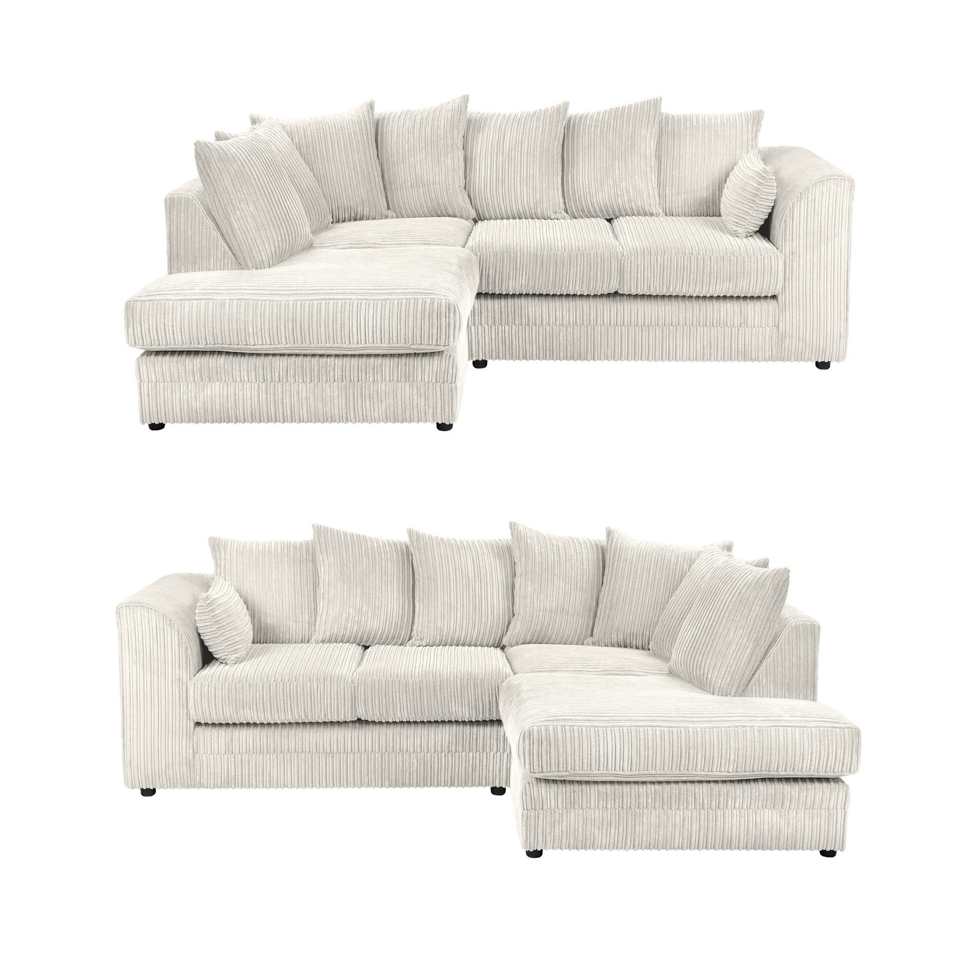 Dylan Jumbo Cord 4 Seater Fabric Corner Sofa in Cream Dylan Jumbo Cord 4 Seater Fabric Corner Sofa in Cream