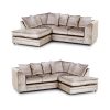 Dylan Crushed Velvet 4 Seater Fabric Corner Sofa in Mink