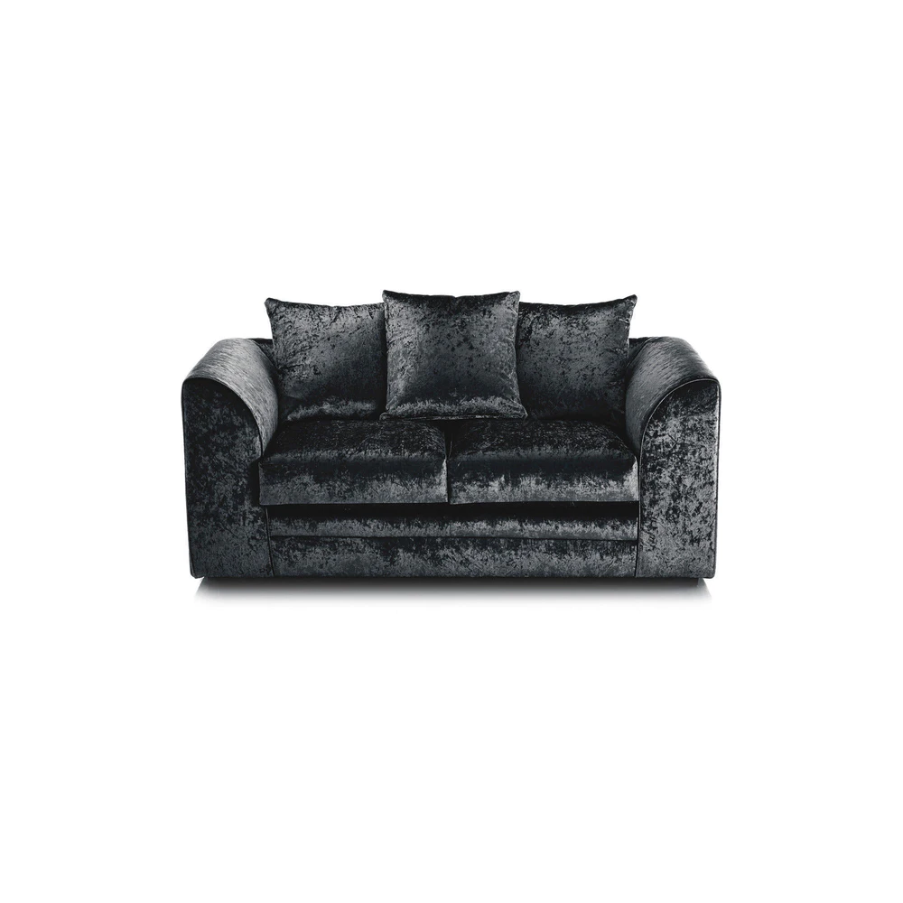 Dylan Crushed Velvet 3+2 Seater Fabric Sofa in Black Dylan Crushed Velvet 3+2 Seater Fabric Sofa in Black - Image 3