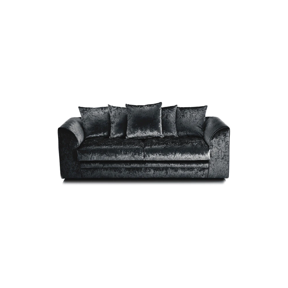 Dylan Crushed Velvet 3+2 Seater Fabric Sofa in Black Dylan Crushed Velvet 3+2 Seater Fabric Sofa in Black