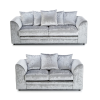Dylan Crushed Velvet 3+2 Seater Fabric Sofa in Silver