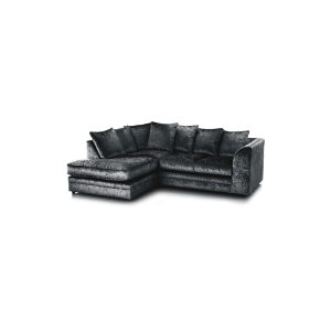 Dylan Crushed Velvet 4 Seater Fabric Corner Sofa in Black - Image 6
