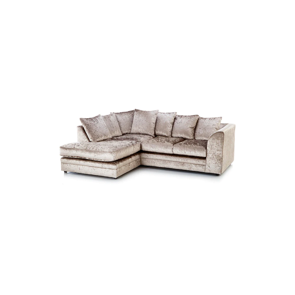 Dylan Crushed Velvet 4 Seater Fabric Corner Sofa in Mink Dylan Crushed Velvet 4 Seater Fabric Corner Sofa in Mink - Image 5