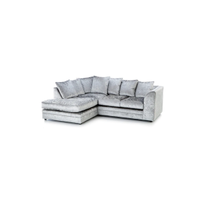 Dylan Crushed Velvet 4 Seater Fabric Corner Sofa in Silver - Image 5