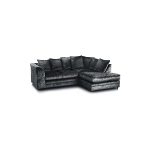 Dylan Crushed Velvet 4 Seater Fabric Corner Sofa in Black - Image 5