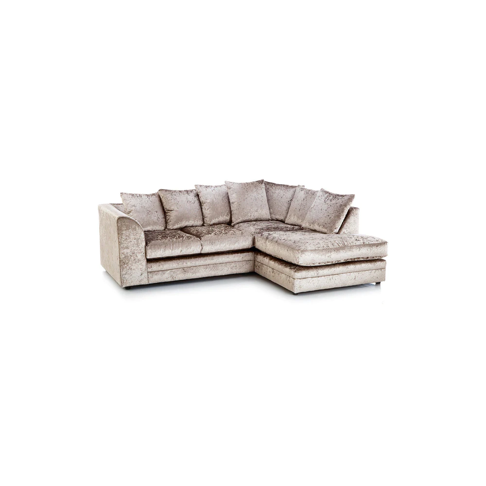 Dylan Crushed Velvet 4 Seater Fabric Corner Sofa in Mink Dylan Crushed Velvet 4 Seater Fabric Corner Sofa in Mink - Image 6