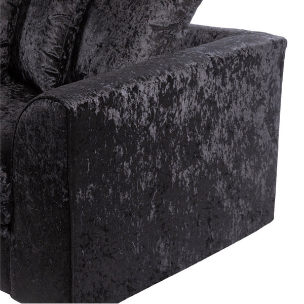 Dylan Crushed Velvet 3+2 Seater Fabric Sofa in Black Dylan Crushed Velvet 3+2 Seater Fabric Sofa in Black - Image 2