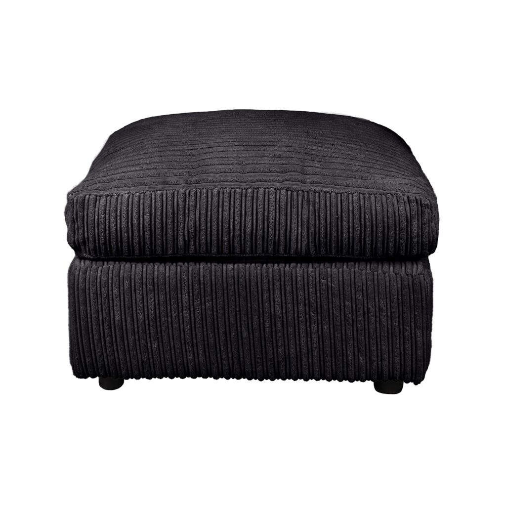 Dylan Jumbo Cord Fabric Footstool in Black
