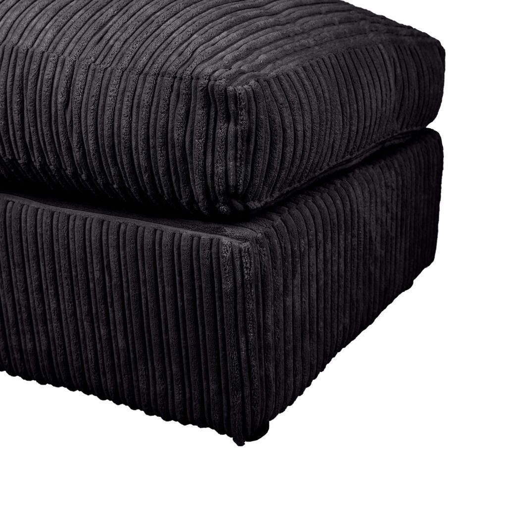 Dylan Jumbo Cord Fabric Footstool in Black