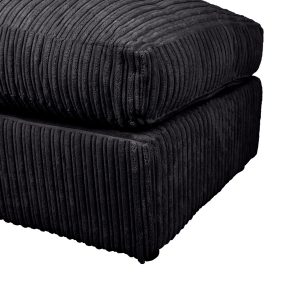 Dylan Jumbo Cord Fabric Footstool in Black - Image 3