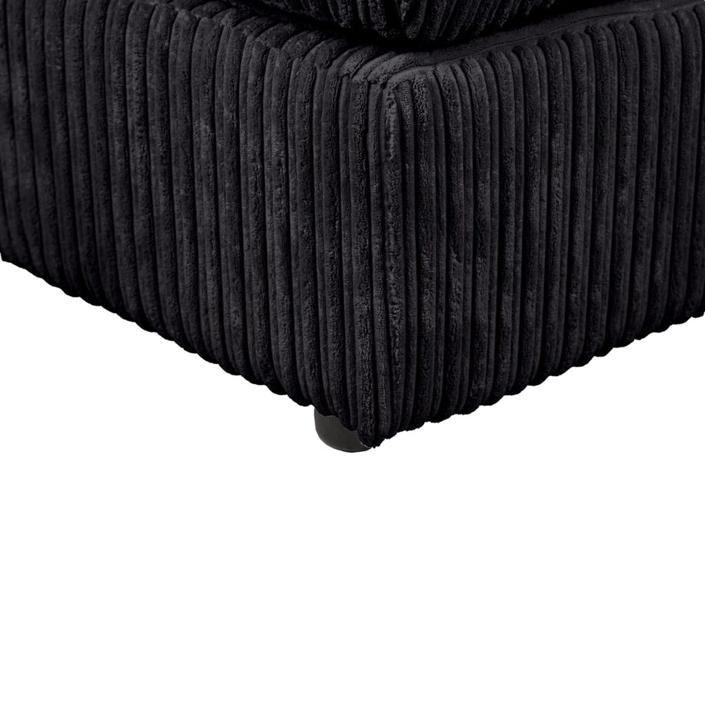 Dylan Jumbo Cord Fabric Footstool in Black
