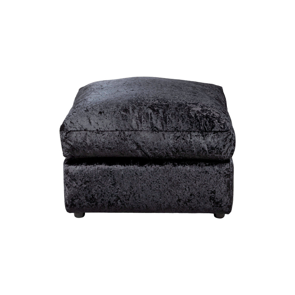 Dylan Crushed Velvet Fabric Footstool in Black Dylan Crushed Velvet Fabric Footstool in Black - Image 3