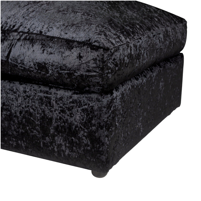 Dylan Crushed Velvet Fabric Footstool in Black Dylan Crushed Velvet Fabric Footstool in Black - Image 2