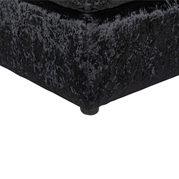 Dylan Crushed Velvet Fabric Footstool in Black Dylan Crushed Velvet Fabric Footstool in Black - Image 4