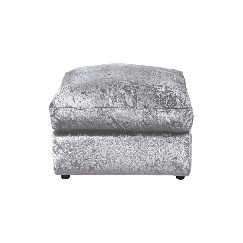 Dylan Crushed Velvet Fabric Footstool in Silver Dylan Crushed Velvet Fabric Footstool in Silver - Image 3
