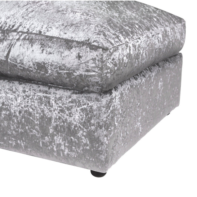Dylan Crushed Velvet Fabric Footstool in Silver Dylan Crushed Velvet Fabric Footstool in Silver - Image 2