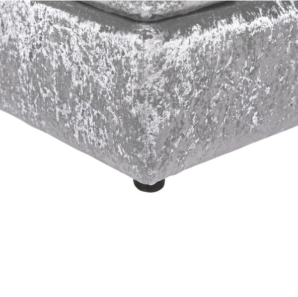 Dylan Crushed Velvet Fabric Footstool in Silver Dylan Crushed Velvet Fabric Footstool in Silver - Image 4