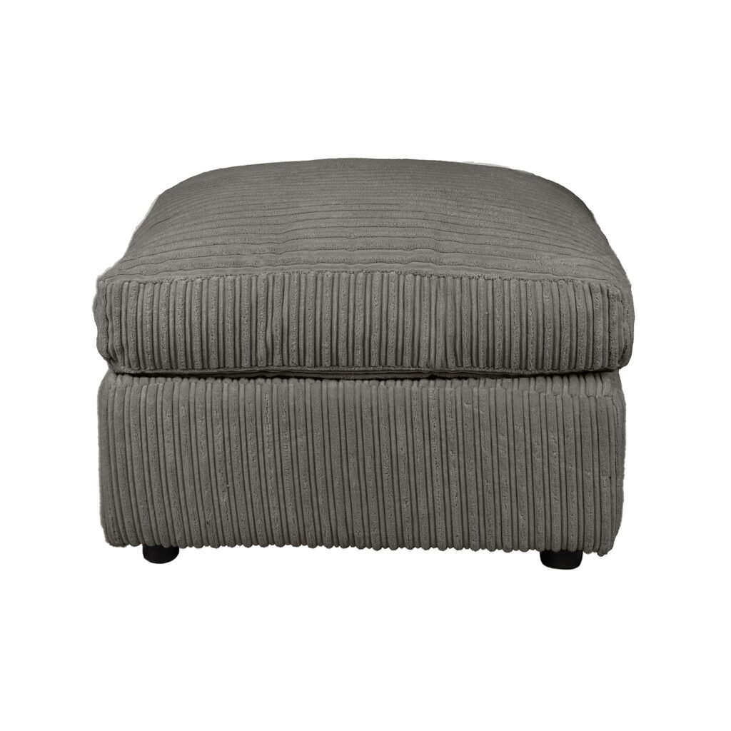 Dylan Jumbo Cord Fabric Footstool in Grey
