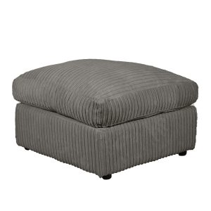 Luxury Life Furniture Dylan Jumbo Cord Fabric Footstool in Grey