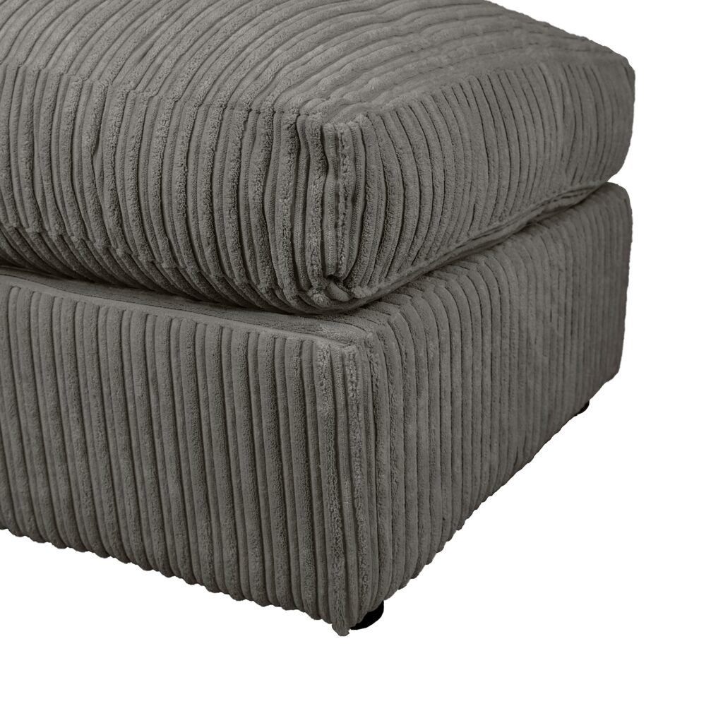 Dylan Jumbo Cord Fabric Footstool in Grey