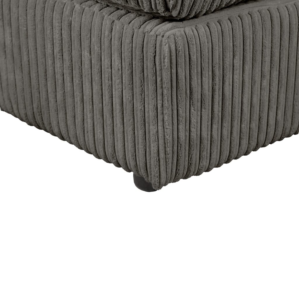 Dylan Jumbo Cord Fabric Footstool in Grey