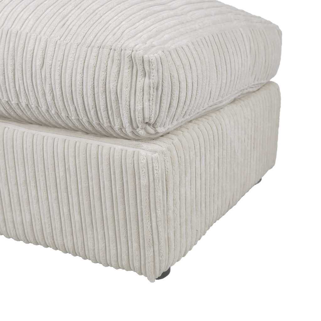 Dylan Jumbo Cord Fabric Footstool in Cream