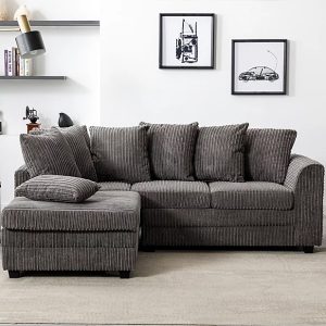 Alternative view of Dylan Jumbo Cord 4 Seater Fabric Corner Sofa in Grey