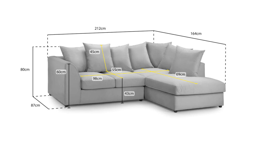 Dylan Jumbo Cord 4 Seater Fabric Corner Sofa in Black