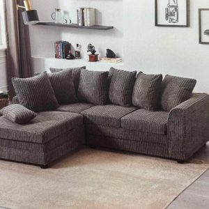 Dylan Jumbo Cord 4 Seater Fabric Corner Sofa in Grey Dylan Jumbo Cord 4 Seater Fabric Corner Sofa in Grey - Image 3