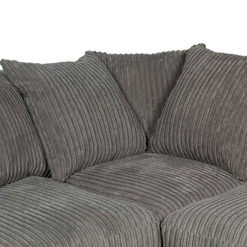 Dylan Jumbo Cord 4 Seater Fabric Corner Sofa in Grey Dylan Jumbo Cord 4 Seater Fabric Corner Sofa in Grey