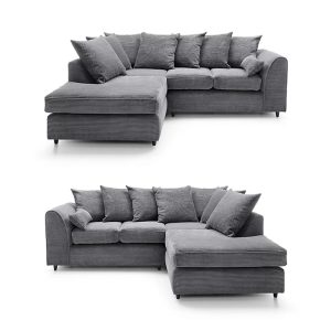 Dylan Jumbo Cord 4 Seater Fabric Corner Sofa in Grey