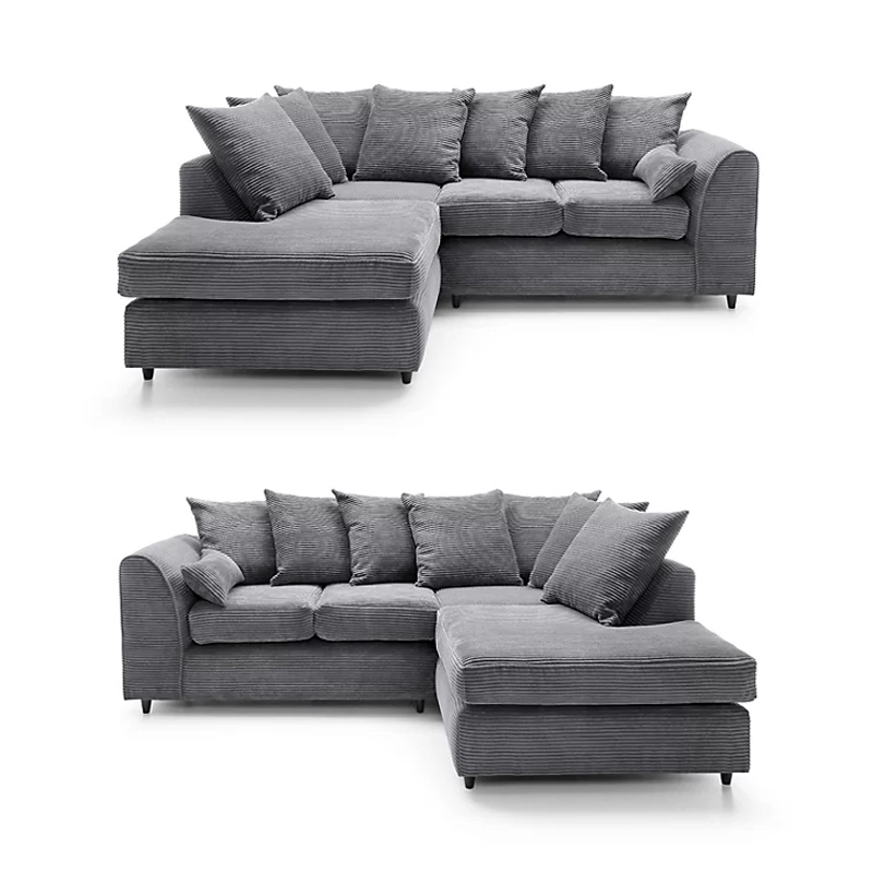 Dylan Jumbo Cord 4 Seater Fabric Corner Sofa in Grey dylan jumbo cord corner