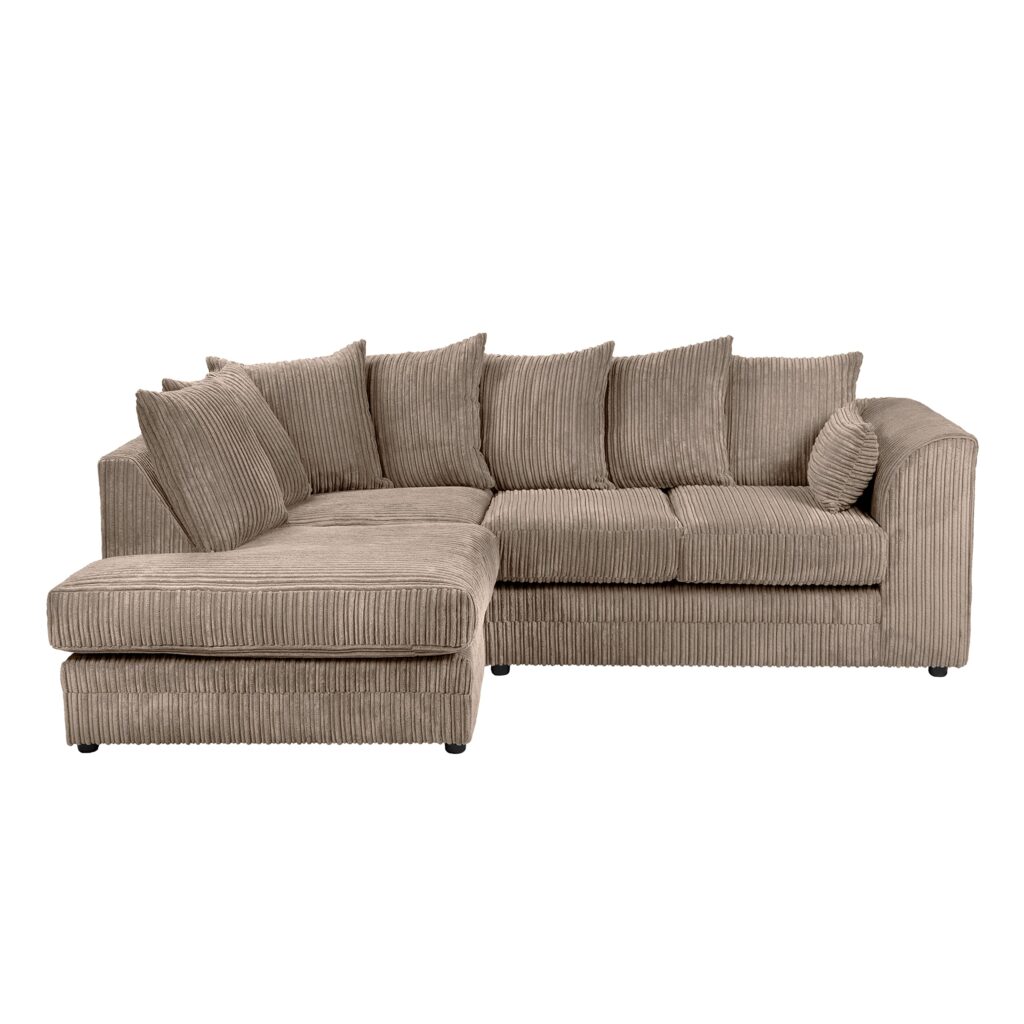 Dylan Jumbo Cord 4 Seater Fabric Corner Sofa in Coffee