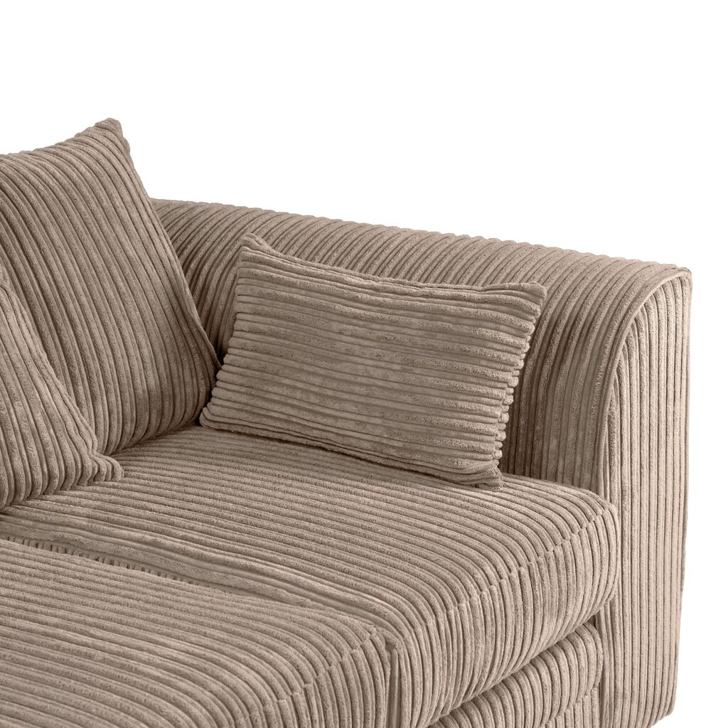 Dylan Jumbo Cord 4 Seater Fabric Corner Sofa in Coffee