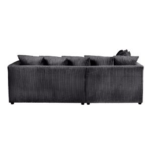 Dylan Jumbo Cord 4 Seater Fabric Corner Sofa in Black - Image 5