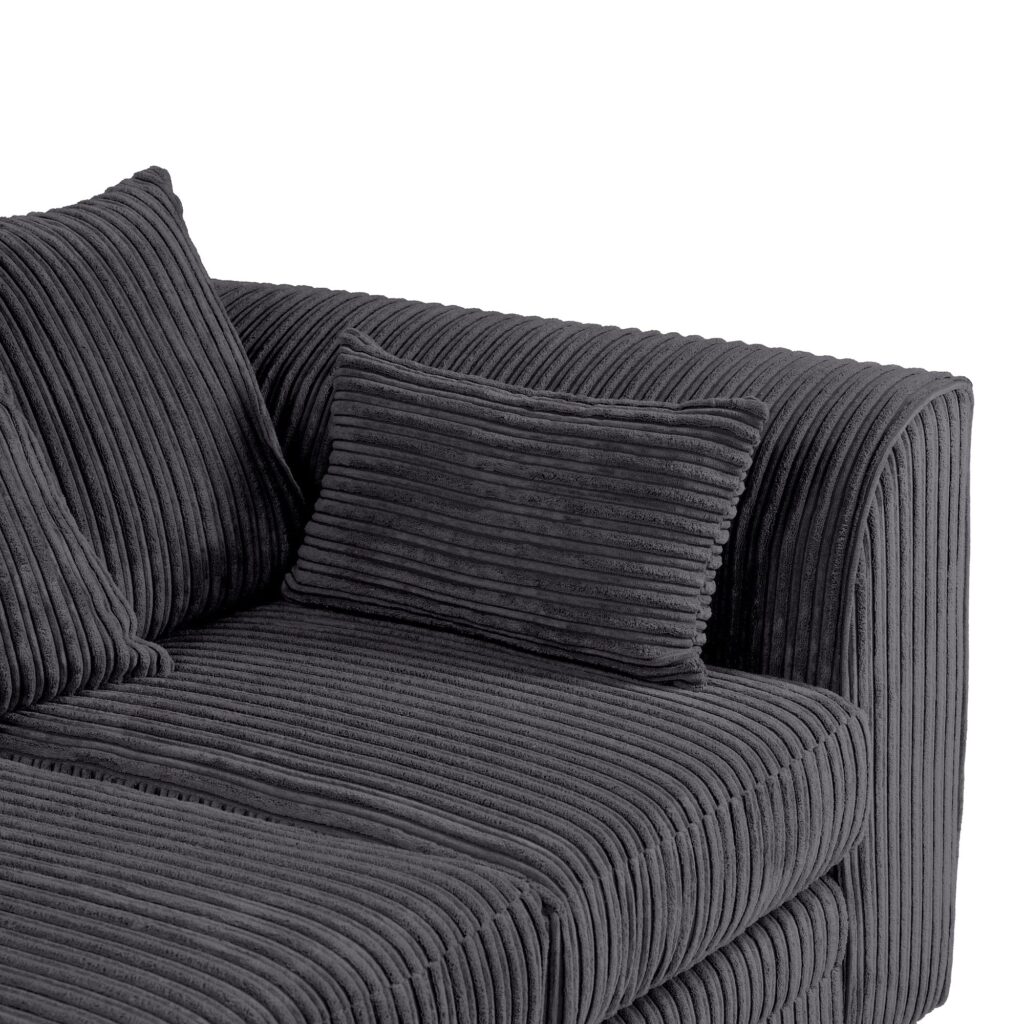 Dylan Jumbo Cord 4 Seater Fabric Corner Sofa in Black