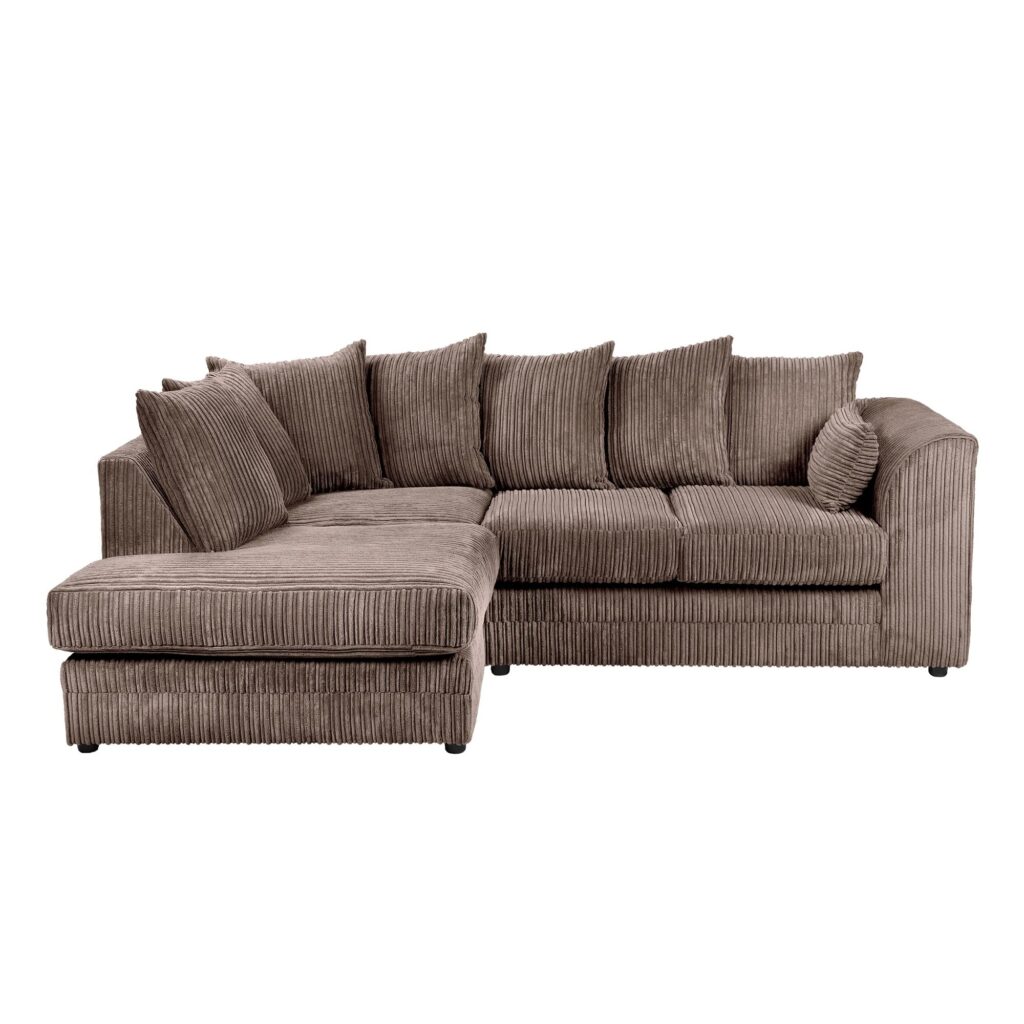 Dylan Jumbo Cord 4 Seater Fabric Corner Sofa in Chocolate