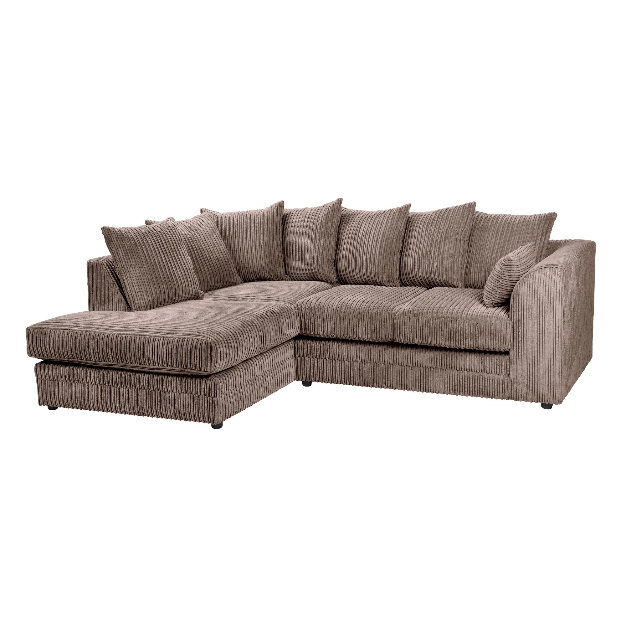 Dylan Jumbo Cord 4 Seater Fabric Corner Sofa in Chocolate Dylan Jumbo Cord 4 Seater Fabric Corner Sofa in Chocolate - Image 4